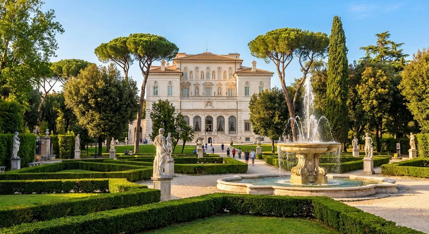 Villa Borghese a Roma con i suoi giardini e la Galleria