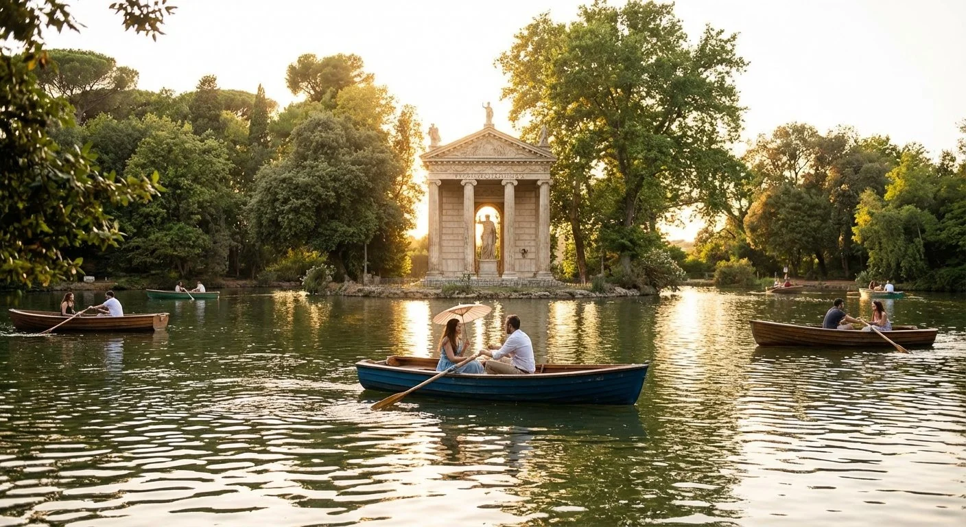 Giro in barca sul laghetto di Villa Borghese